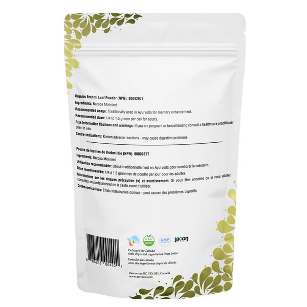 Brahmi Leaf Powder - Organic, 200g (Enhances Focus, Strengthens Nervous System)