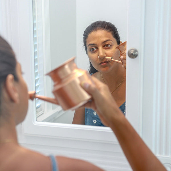 Allergy Farmacy Kit: Copper Neti Pot and Nasal Oil (Cleanse Nasal Passages) - The Ayurveda Shop